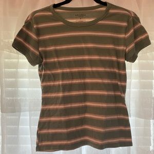 Cute Green, Pink, and White, Striped Fitted T